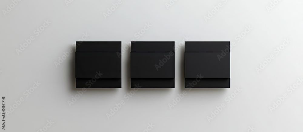 Poster minimalist black cards with clean edges arranged horizontally against a soft white background ideal 