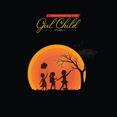 International Day of the Girl Child. Girl Child day creative design for social media ads
