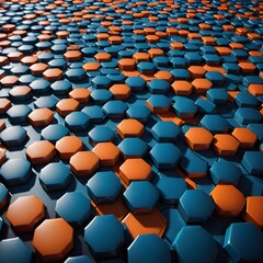 Obraz premium a close up of a bunch of orange and blue hexagons