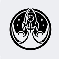 Fototapeta premium art, illustration, vector, image, wallpaper, logo, icon, art image rocket, rocket vector black and white