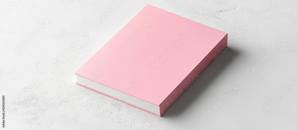 Leinwandbilder Pink blank notepad positioned diagonally on a clean minimalistic white backdrop highlighting soft pink tones and subtle shadows for a serene look
