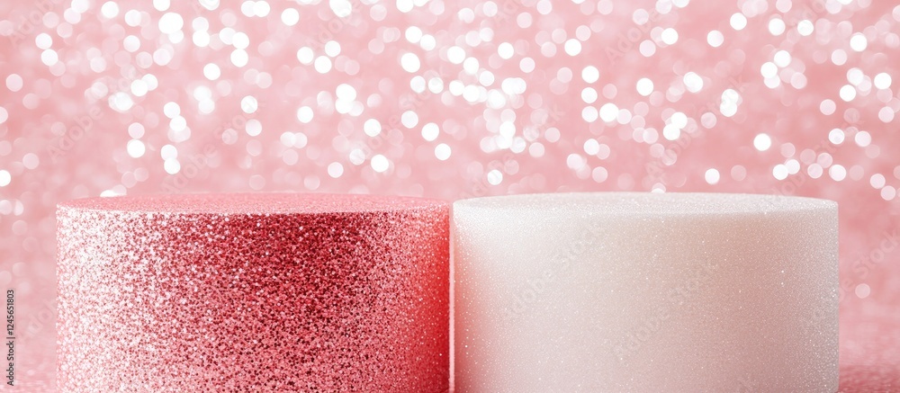 Aufkleber glitter gradient background in soft pink and white featuring a smooth glitter texture on left and ri