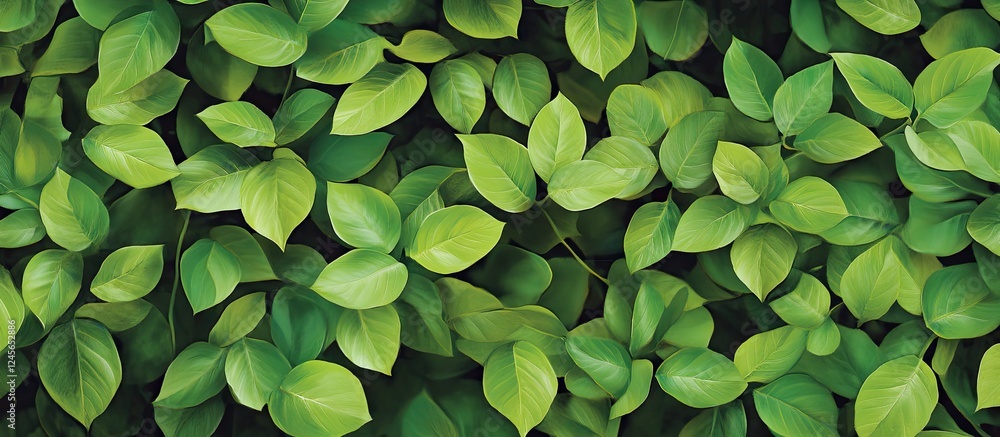 Poster vibrant green leaves densely arranged on a dark background highlighting botanical themes and the bea