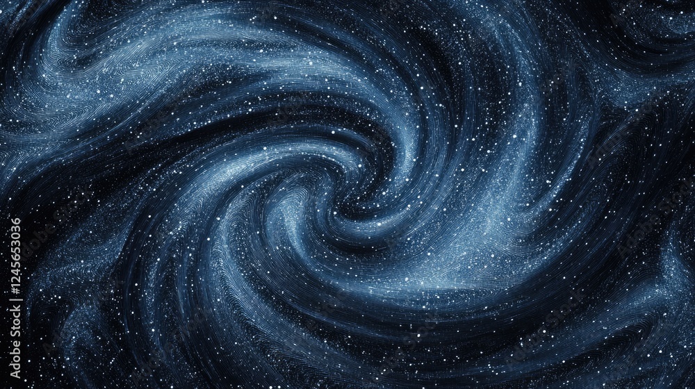 Poster an artistic composition featuring spiraling lines in contrasting colors on a dark background, creati