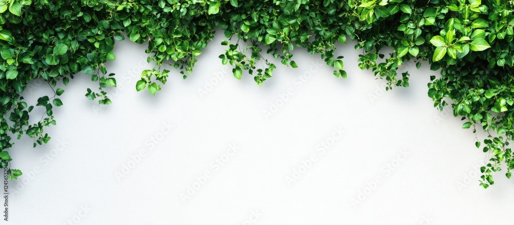 Aufkleber lush green foliage vines frame the top edge of a bright white wall creating vibrant contrast and amp