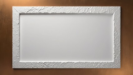 Fototapeta premium Textured white frame on a brown background, emphasizing elegance and simplicity