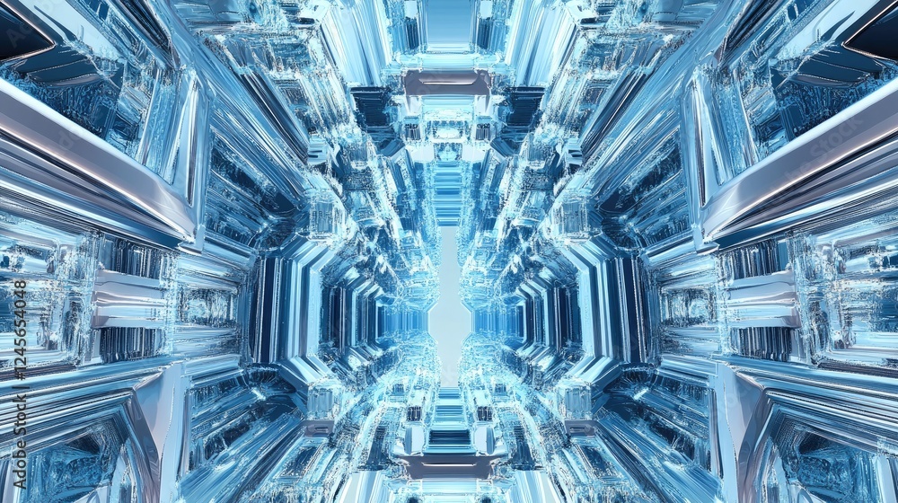 Aufkleber an intricate network of thin lines forming a complex geometric design, rendered in shades of blue an