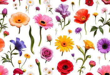 Colorful Bouquet of Blooming Flowers Creating a Vibrant Spring Tapestry. Generative AI