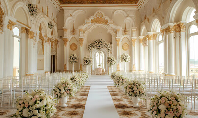 High-End Wedding Stylist with an Ornate Ballroom Venue for a Luxurious Event