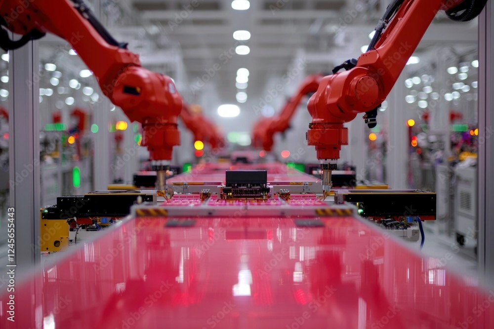 Poster automated robotic assembly line manufacturing process