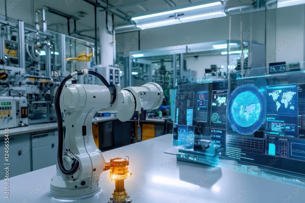 Poster global operations oversight through mixed reality interfaces in an industrial setting.