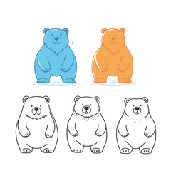 Cute bear in vector style, designed with soft lines and a playful expression, featuring vibrant colors and charming details, perfect for digital artwork, illustration, and graphic design projects,