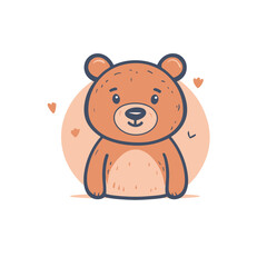 Naklejka premium Cute bear in vector style, designed with soft lines and a playful expression, featuring vibrant colors and charming details, perfect for digital artwork, illustration, and graphic design projects,