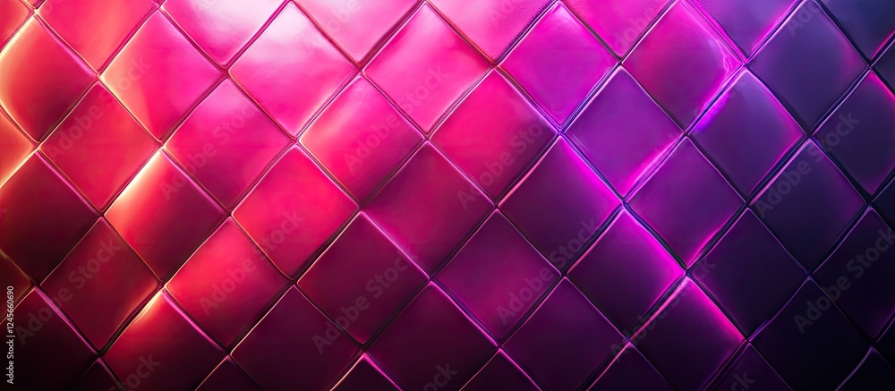 Poster abstract background with a diamond pattern featuring vibrant purple and pink shades, illuminated wit