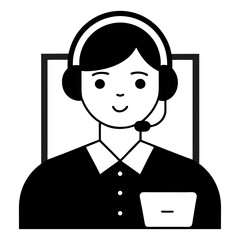 Call center manager Call center operator Black icon isolated on white background User icon