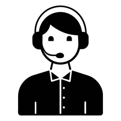 Call center manager Call center operator Black icon isolated on white background User icon