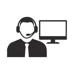 Call center manager Call center operator Black icon isolated on white background User icon