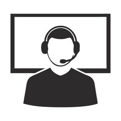 Call center manager Call center operator Black icon isolated on white background User icon