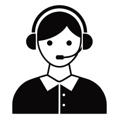 Call center manager Call center operator Black icon isolated on white background User icon