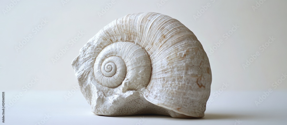 Poster hellenic snail shell displayed against a white background with a neutral tone highlighting its intri