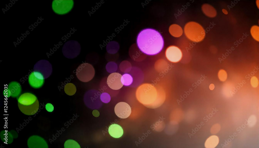 Fototapete vibrant abstract background with glowing orbs of green, purple, and orange lights, blending into a h