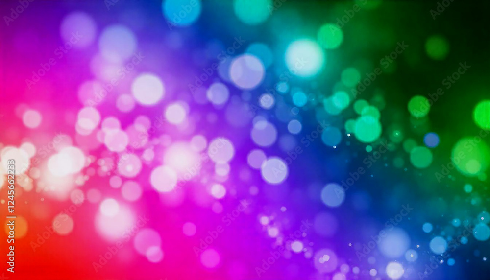 Fototapete vibrant abstract background with glowing orbs of green, purple, and orange lights, blending into a h