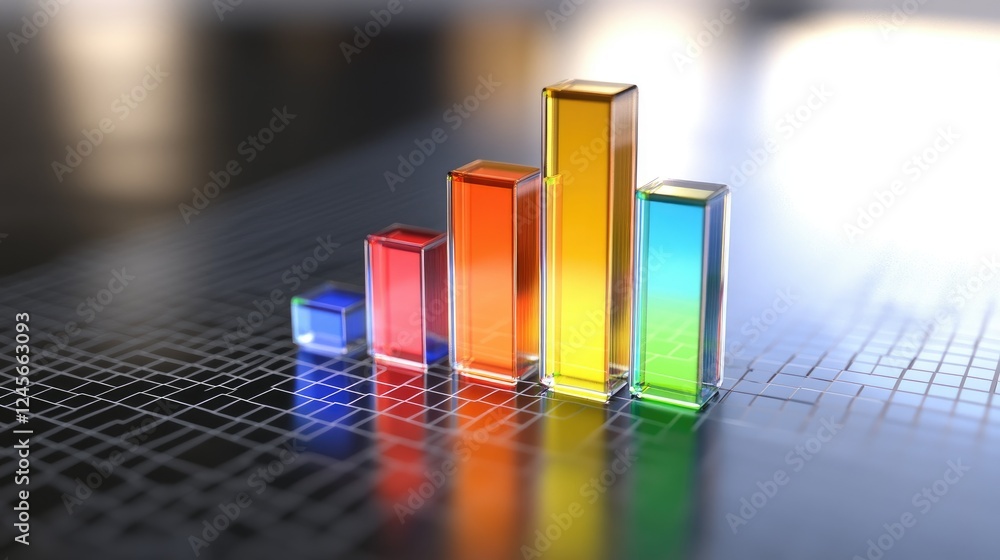 Poster a striking d bar chart illustrating demographic data, with colorful bars and clear shadows, creating