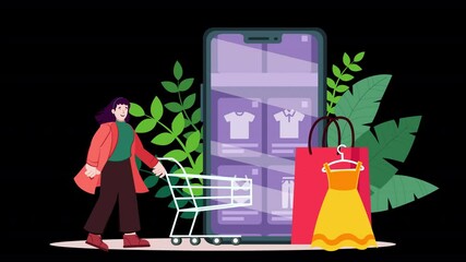 Showcase the shopping experience through flat animation. Simple yet lively characters and visuals depict the ease and excitement of shopping in a contemporary, vibrant style.