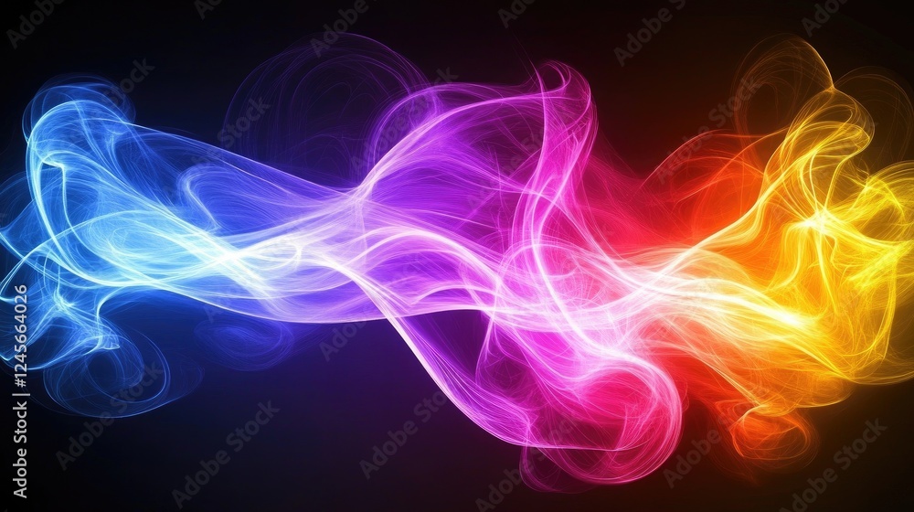 Poster a vibrant abstract composition featuring colorful, intertwining lines creating a dynamic and energet