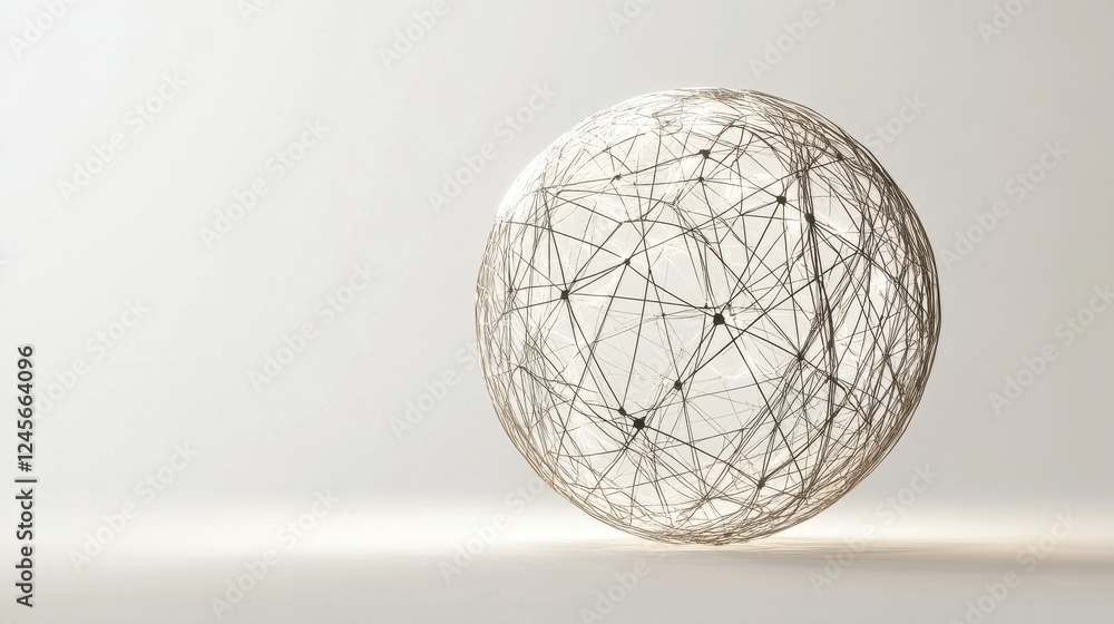 Poster abstract sphere made of interconnected lines and nodes for design