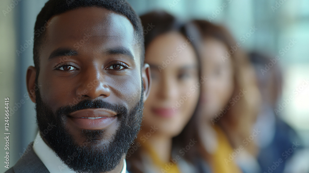 Poster multiracial group at a business event having networking conversations