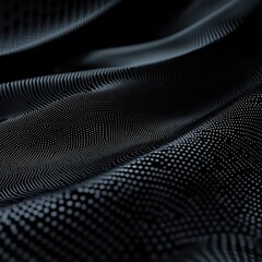 Abstract black and white mesh pattern on dark background with futuristic tech design elements