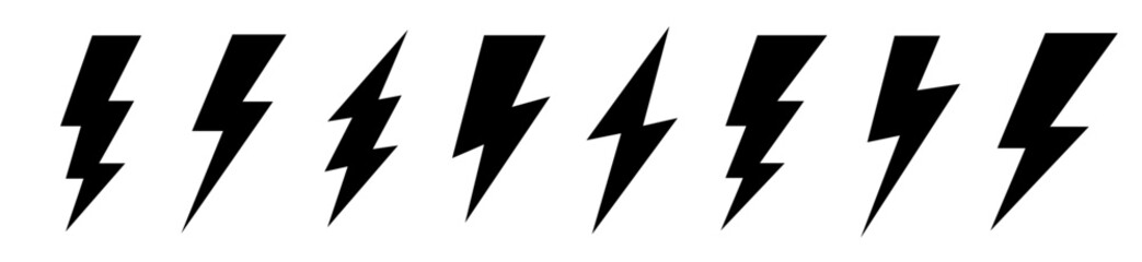 Set lightning bolt. Thunderbolt flat style - stock vector.