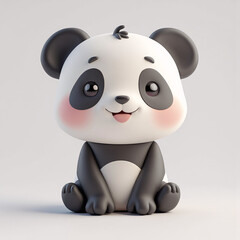 Naklejka premium A cute 3d of Panda on white background
