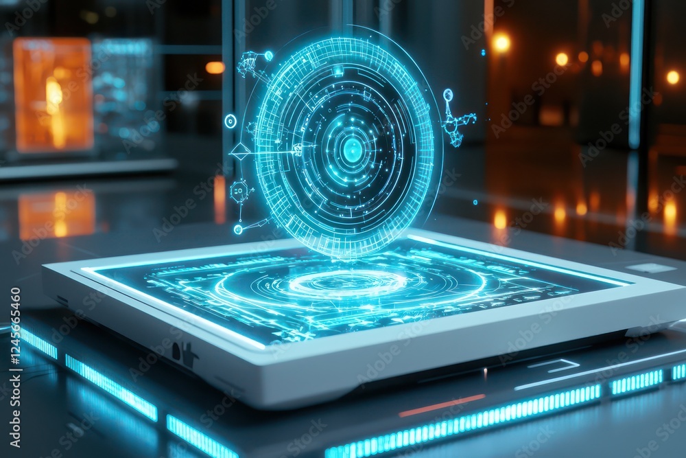 Poster quantum ai operations use holography for advanced predictive analytics visualization.