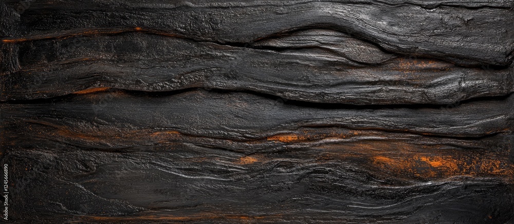 Poster rich dark wood texture with deep grooves and subtle orange highlights creating a visually striking b