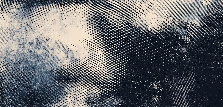 Modern visuals gain depth from a dynamic textured stipple pattern, blending halftone gradients with distressed overlays.