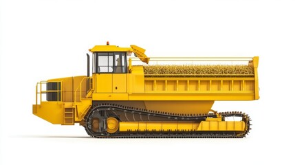 Obraz premium Powerful Yellow Agricultural Tractor with Grain Load
