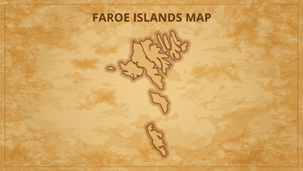 A Vintage Map Depicting the Borders of the Faroe Islands. Faroe Islands map with federal states in A vintage map based background, Political Faroe Islands Map