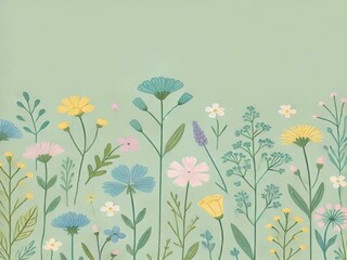 감성 파스텔 꽃 일러스트 배경 미니멀한 플로럴 배경, 핸드폰, 데스크탑, 홈 데코용