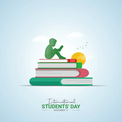 International Students' Day, Students' Day creative design for banner, poster, and 3D Illustration.