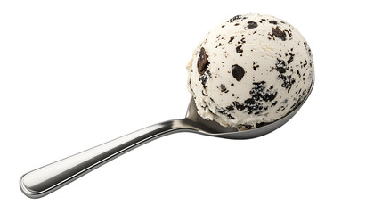 Cookies and cream ice cream scoop isolated on transparent or white background