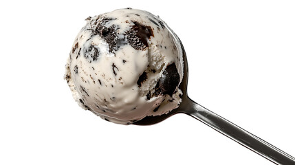 Cookies and cream ice cream scoop isolated on transparent or white background