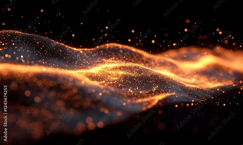 Poster abstract 3d rendering of a futuristic cityscape with glowing grids., generative ai