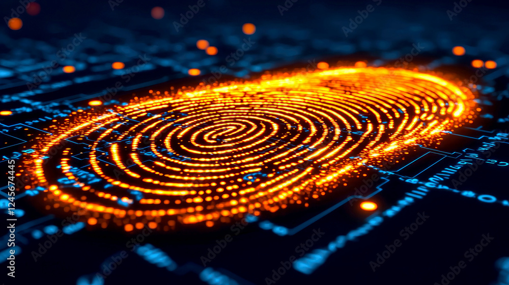 Aufkleber abstract fingerprint: digital security and biometric authentication in cybersecurity