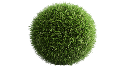 Green grass ball isolated on transparent or white background