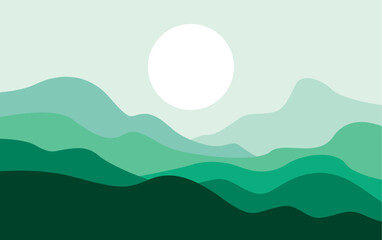 Abstract landscape poster vector. Nature Mountain wall decor contemporary art print, mid century mountain background.