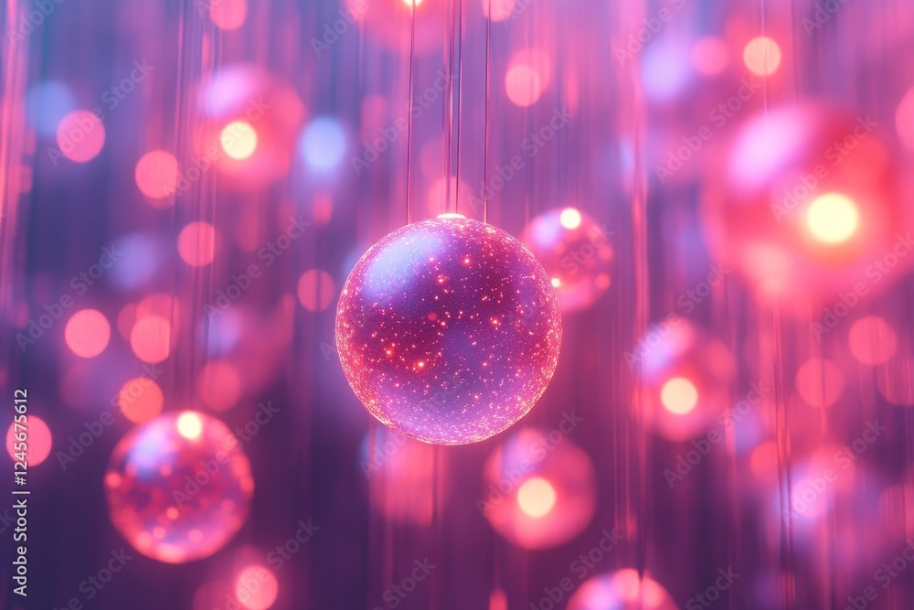 Poster abstract 3d rendering of particles suspended in glowing networks., generative ai