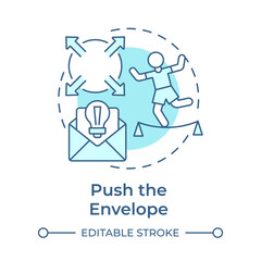 Envelope push soft blue concept icon. Workflow process organization, management. Round shape line illustration. Abstract idea. Graphic design. Easy to use in infographic, presentation