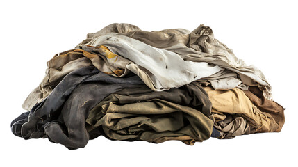 Pile of dirty clothes isolated on transparent or white background 